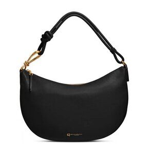 Donna Karan NY Roslyn knot leather large hobo shoulder bag + Dust bag BLACK